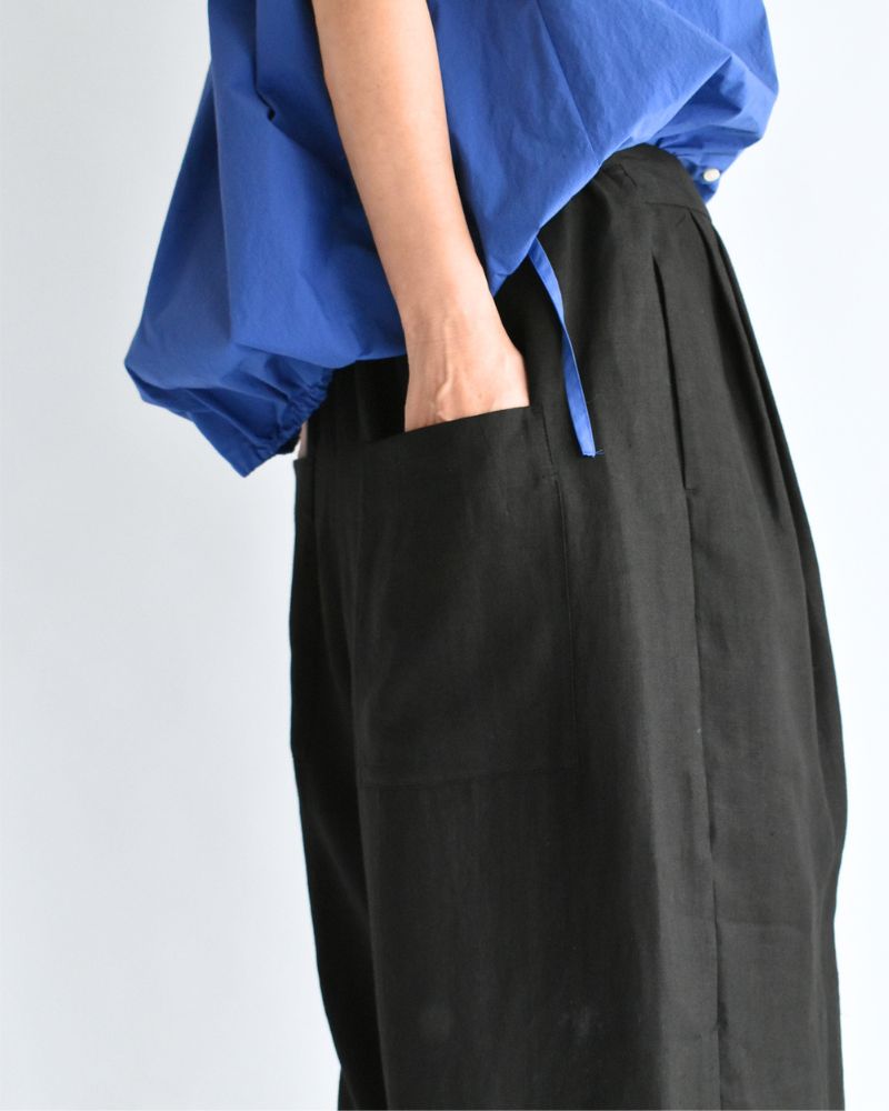 Sarrouel Wide Short Length Pants in Black