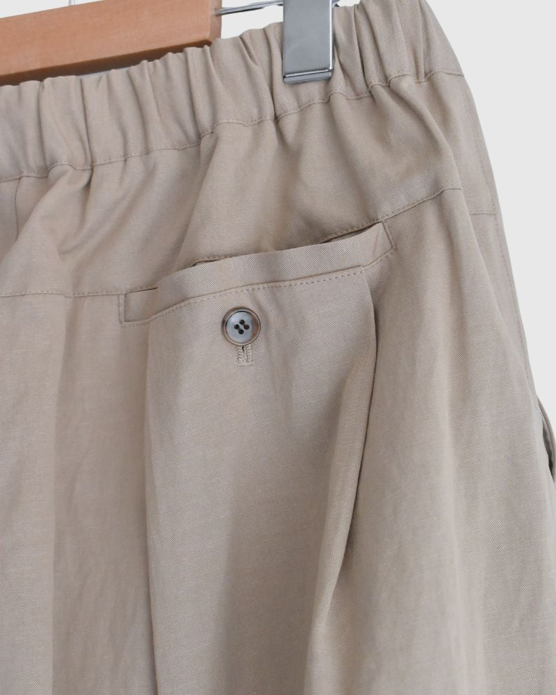 Wide Tuck Shorts in Beige