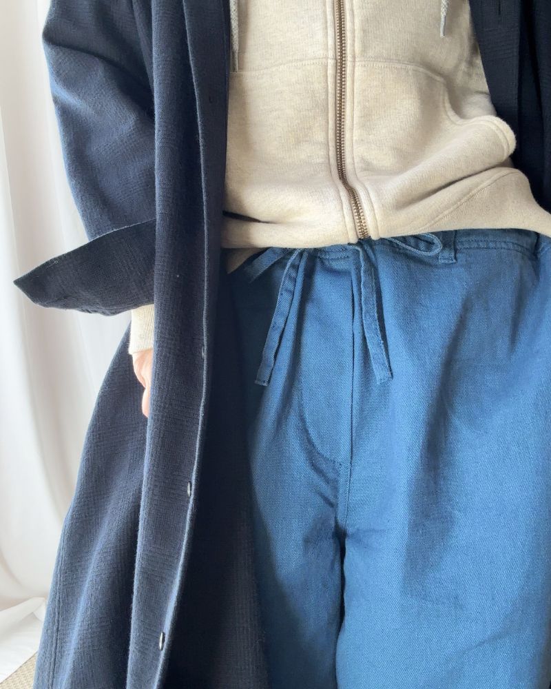 COTTON LINEN VINTAGE TWILL PANTS in Blue