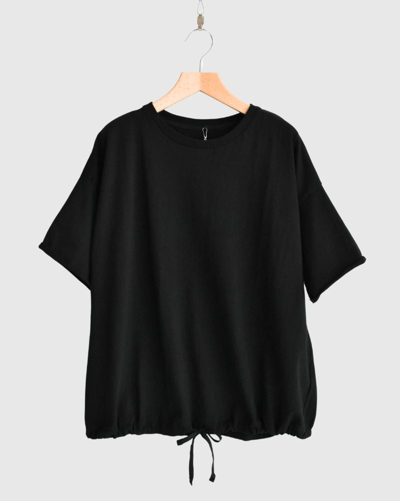 Cutoff Drawstring Tee in Black