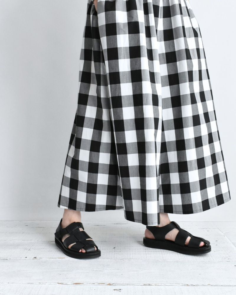 Block Check Culotte Pants in White/Black