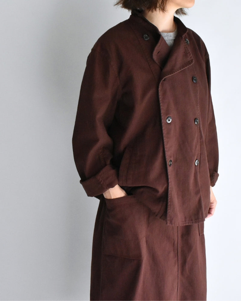 Stand Collar Double Breast Jacket in Burgundy