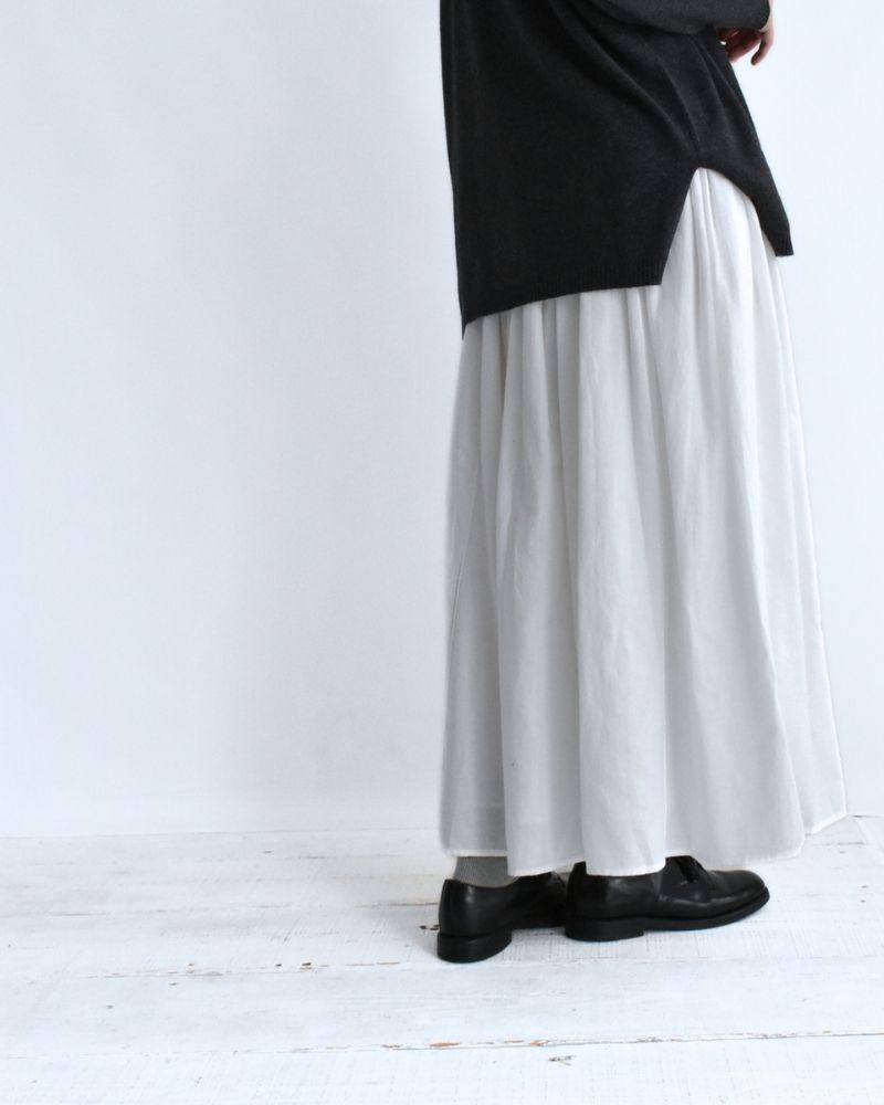 Twill Cotton Khadi Plain Gathered Skirt in White