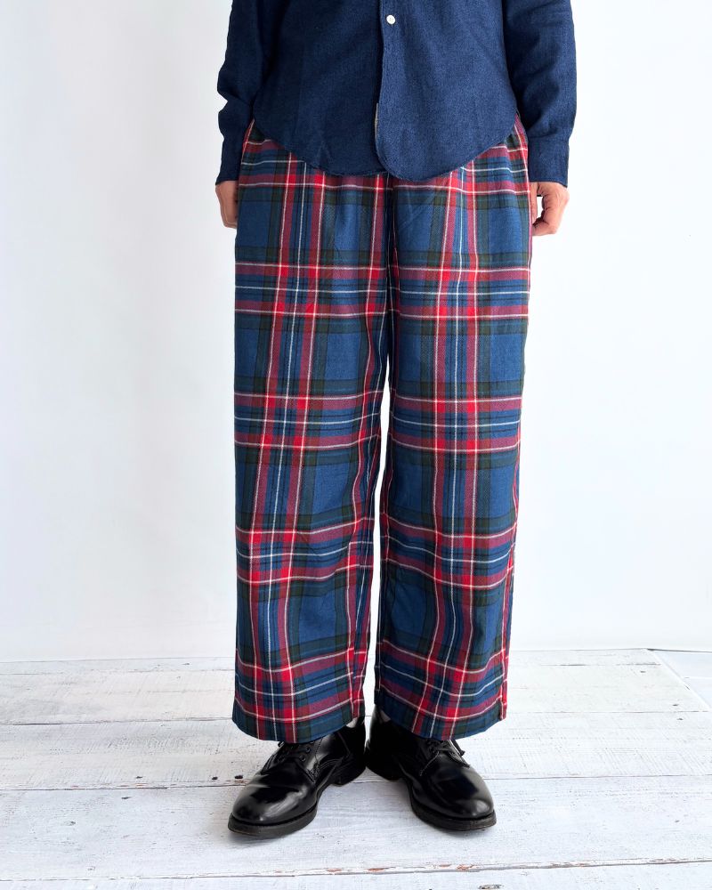 Indigo Tartan Ease Pants in Blue