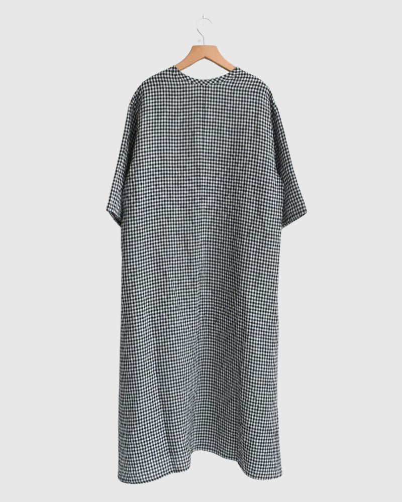 Gingham Check Dress in White/Black