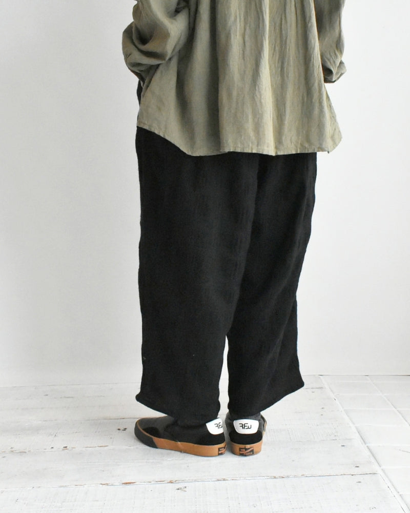 Wool Check Pants in Black