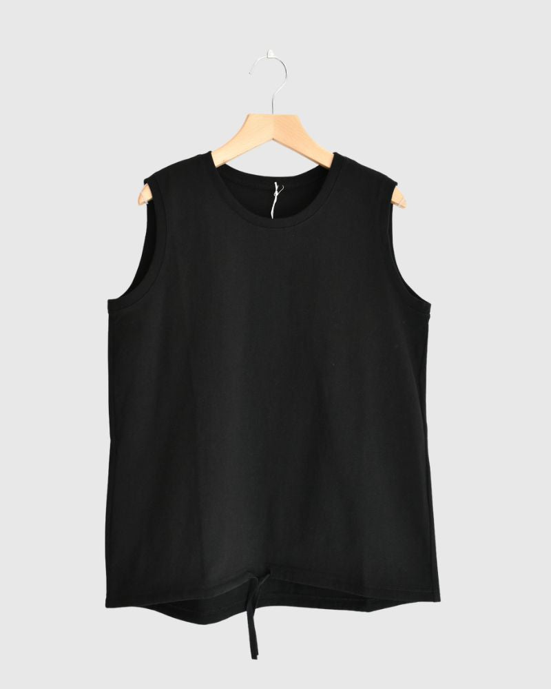 Sleeveless Drawstring T-shirt in Black