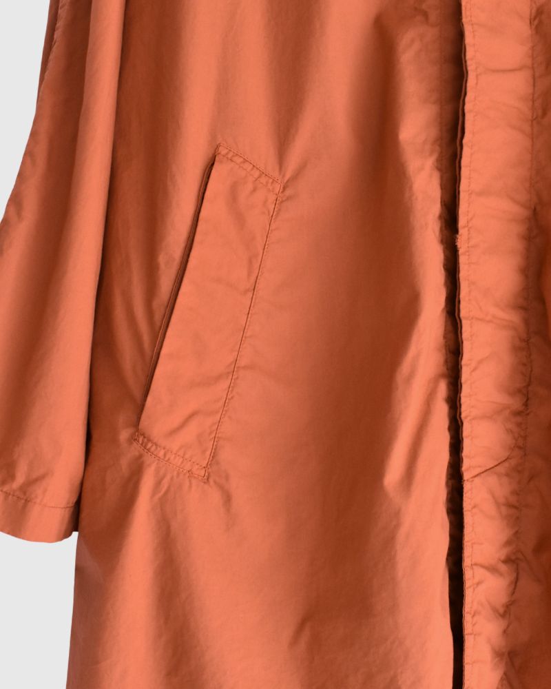 60s COTTON POPLIN OVERDYE BALMACAAN COAT in Brick