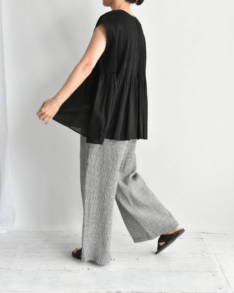 Easy Wide Pants (LINEN) in Black/White