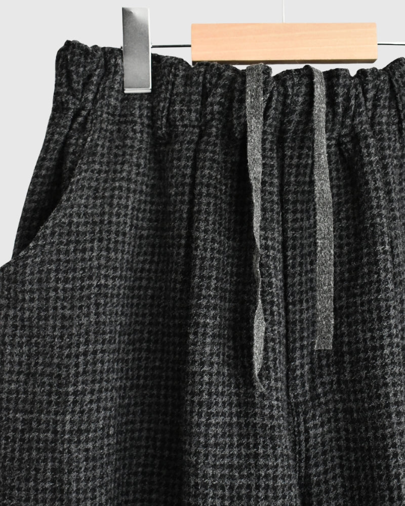 Wool Gauze Houndstooth Pants in Charcoal