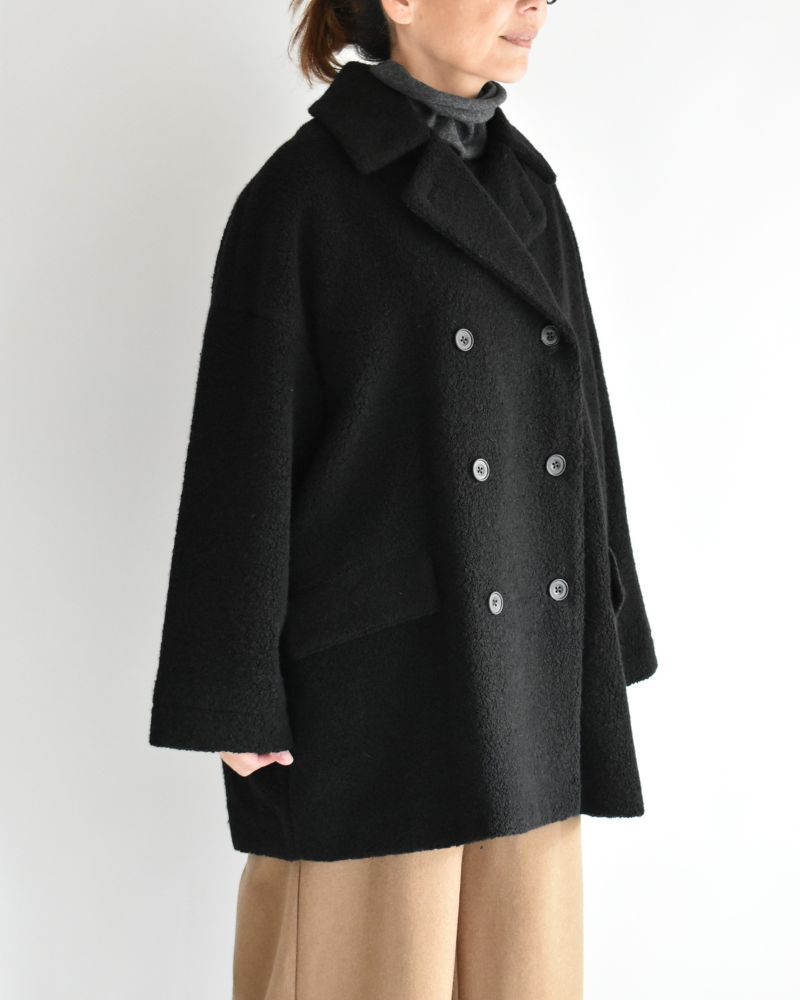 DOUBLE OVER COAT in Black