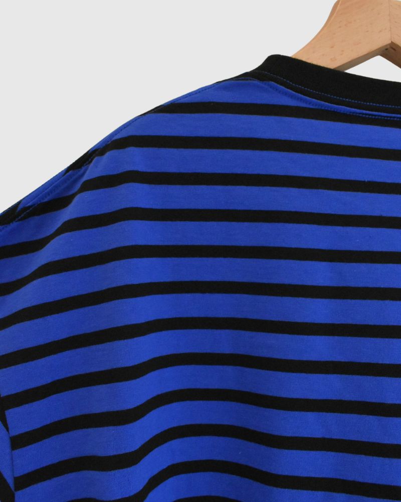 Taco Cotton Striped Long Sleeve T-Shirt Royal in Navy/Black