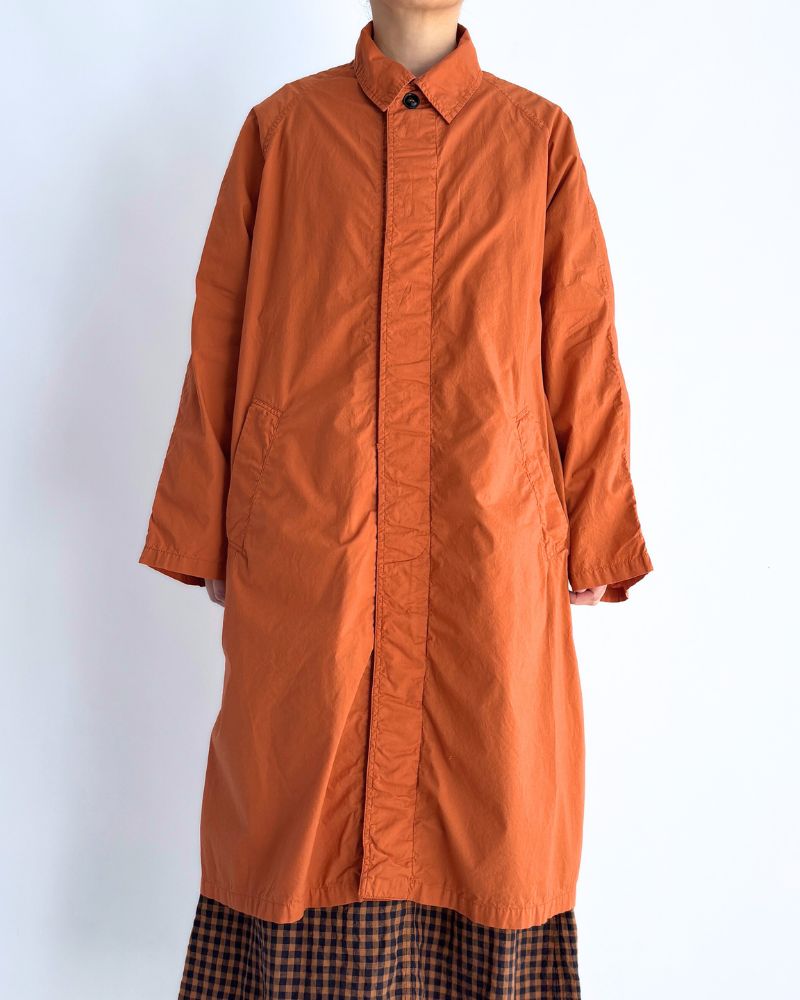 60s COTTON POPLIN OVERDYE BALMACAAN COAT in Brick