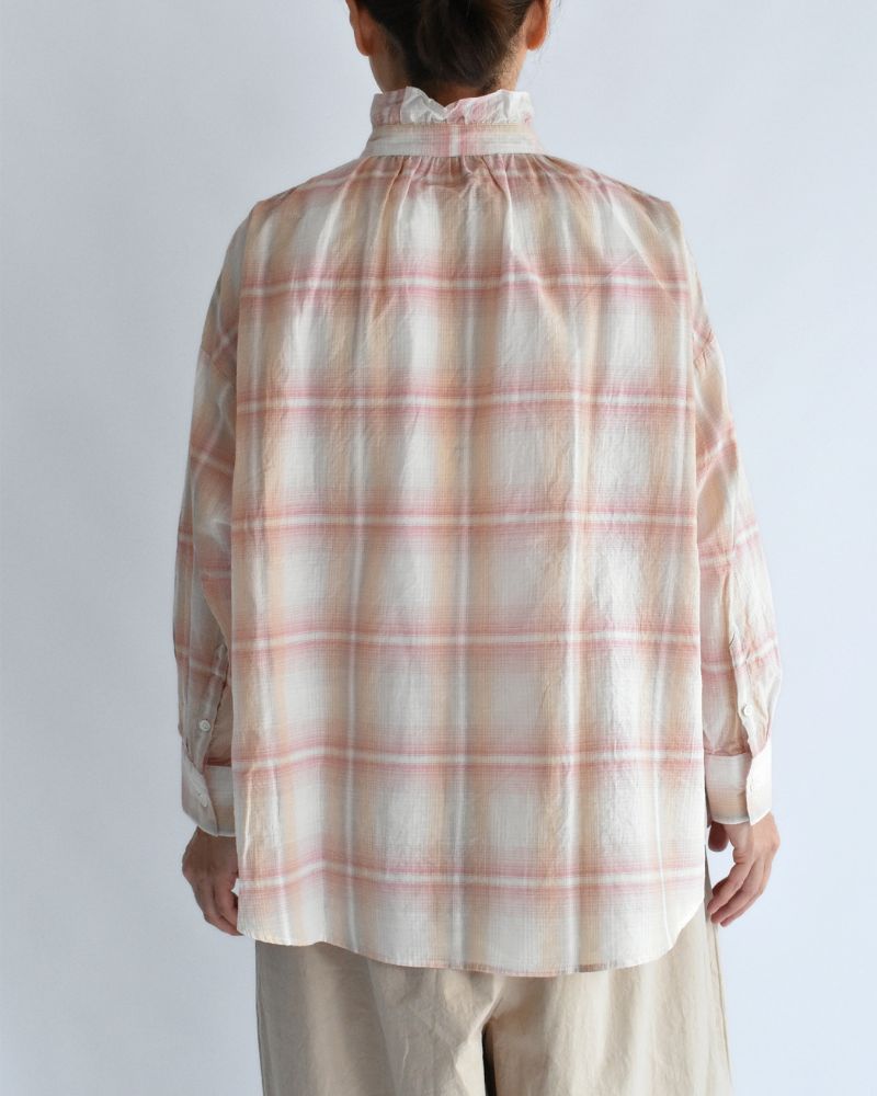 Light Madras Ruffle Blouse in LightPink
