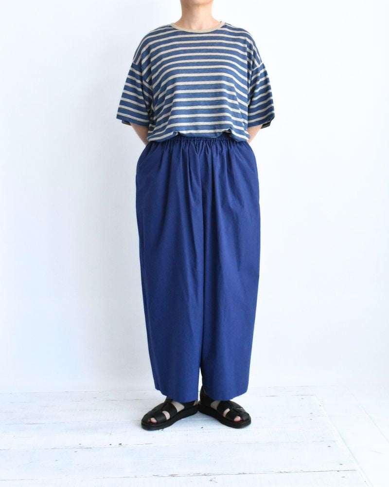 Wide Cocoon Gathered Pants in Blue
