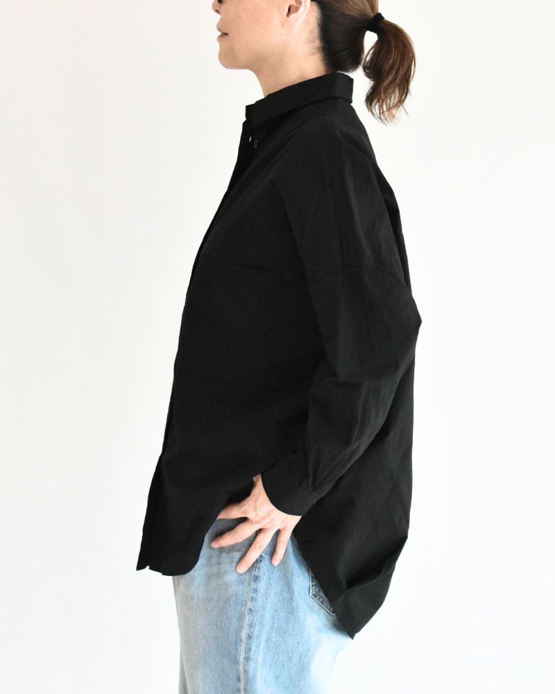 Tuck Cocoon Shirt in Black