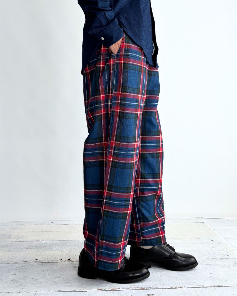 Indigo Tartan Ease Pants in Blue