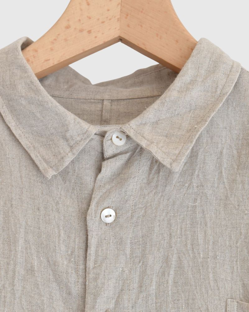 Handwoven 60×60 Linen Square Shirt in Flax
