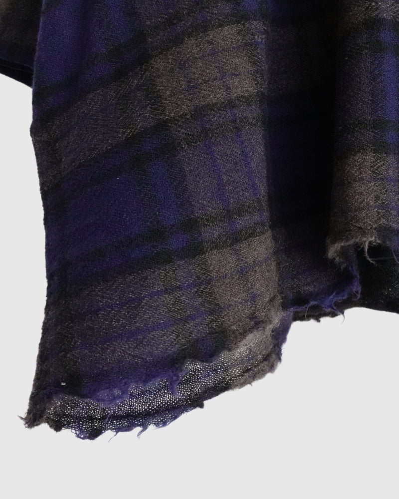 Wool Gauze Voile Reversible Top in Navy/Brown