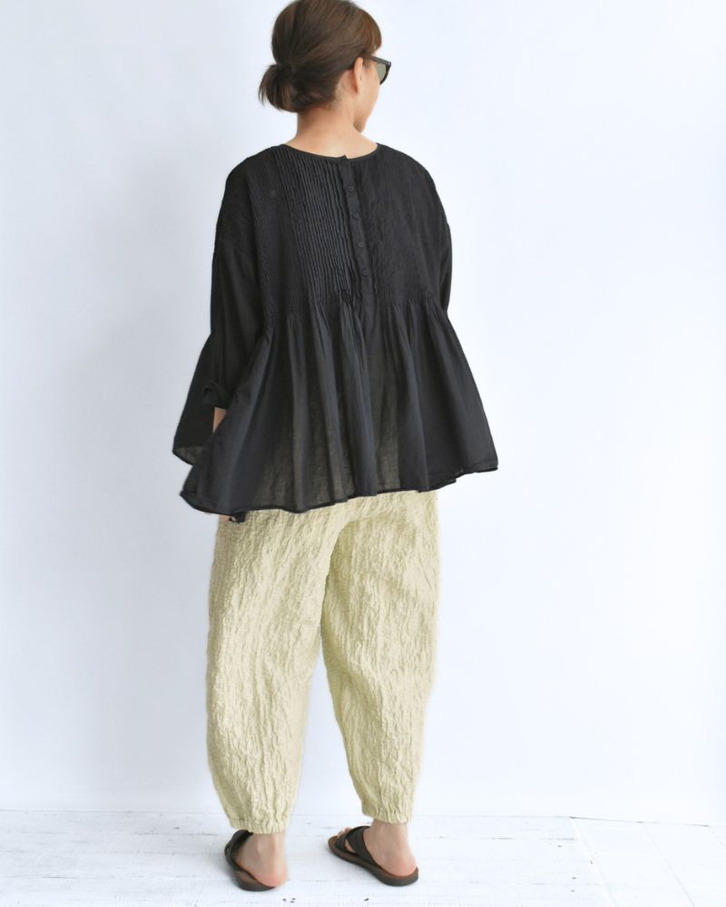 Crew-Neck 3/4 SL Shirt with Mini Pintuck in Marine