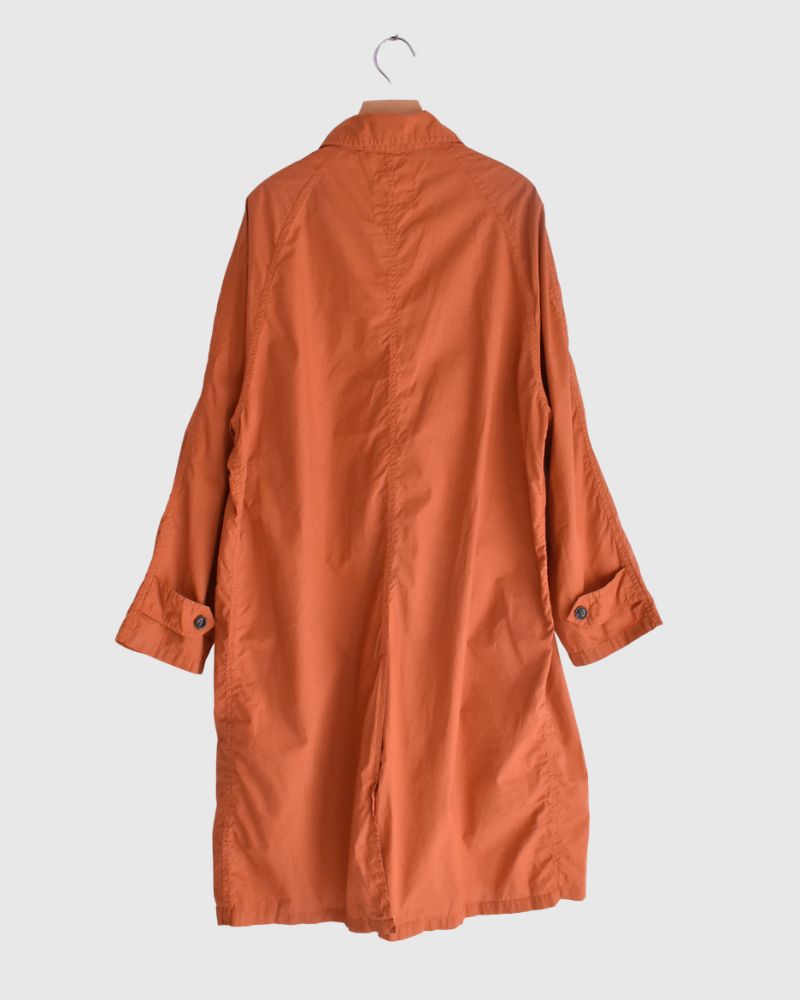60s COTTON POPLIN OVERDYE BALMACAAN COAT in Brick