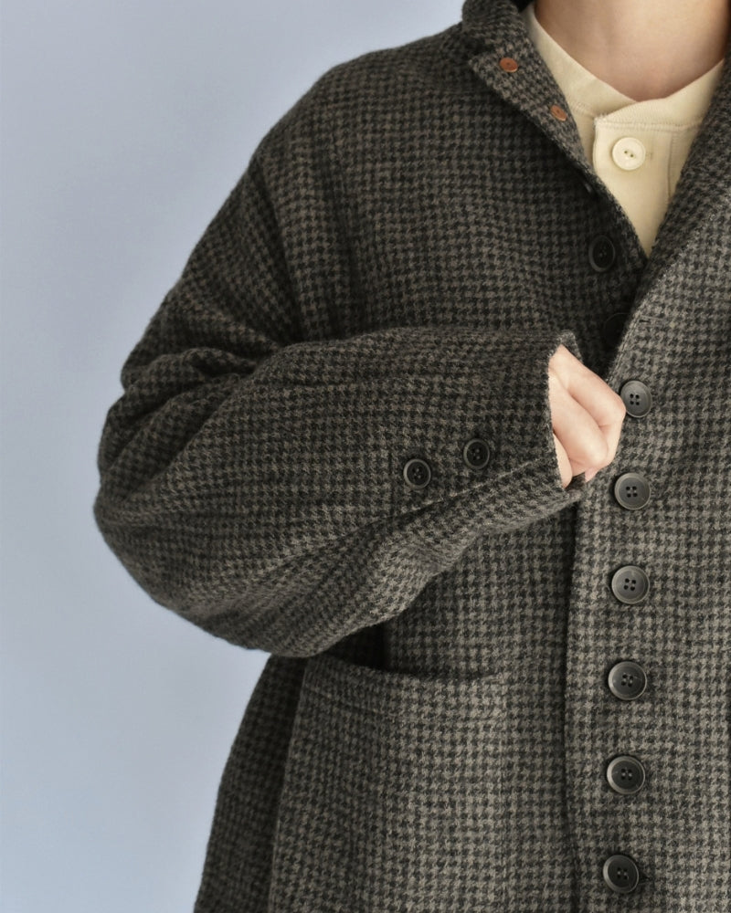Wool Gauze Houndstooth Jacket in Mocha