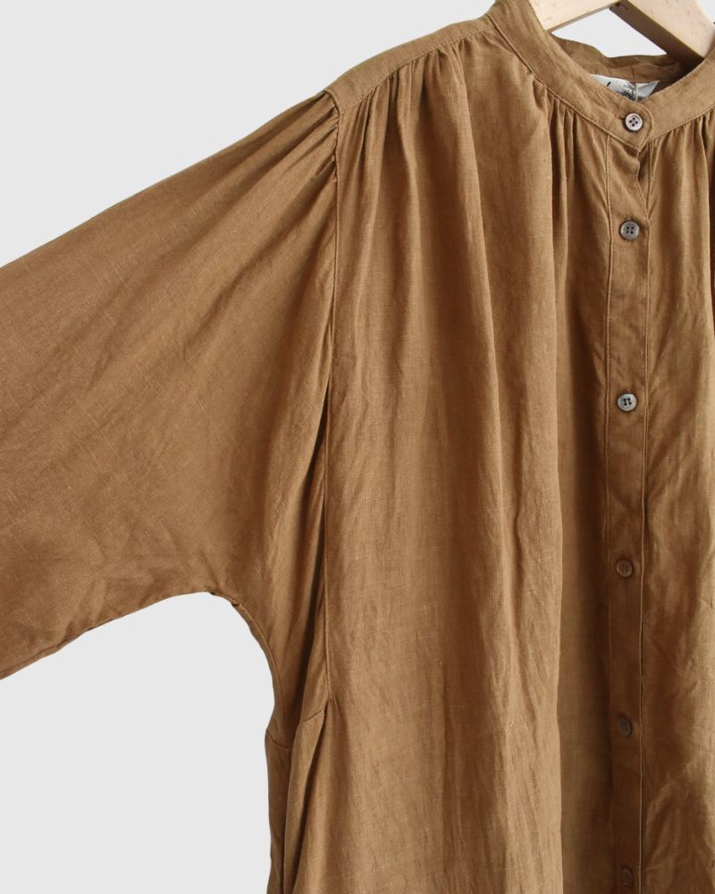 French Linen Dress in Camel