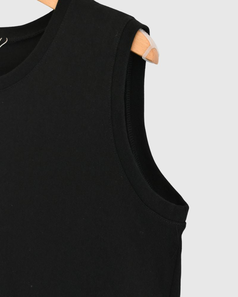 Sleeveless Drawstring T-shirt in Black