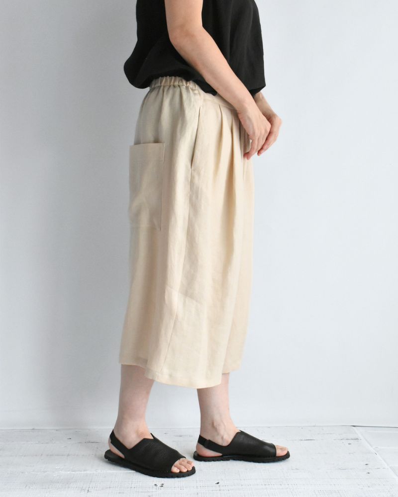 Sarrouel Wide Short Length Pants in Ivory