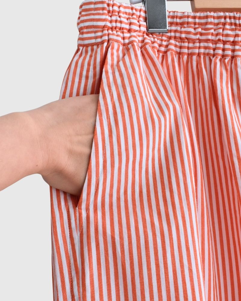 POPLIN STRIPE EASY PANTS in OrangeStripe