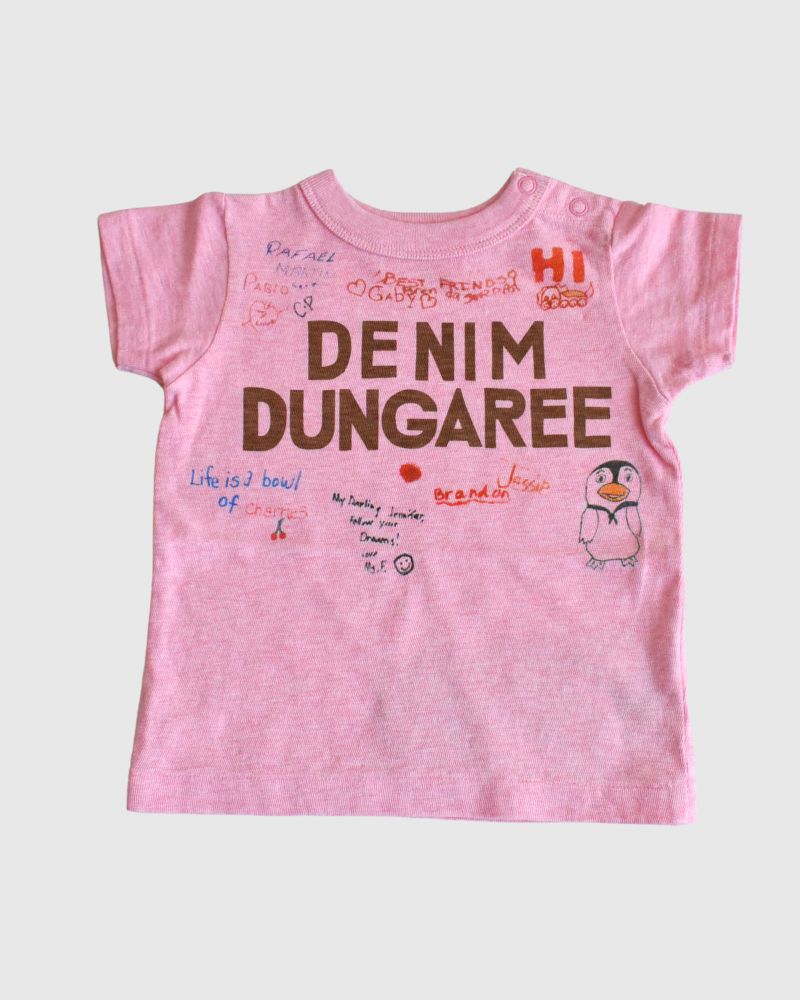 Cotton Jersey DENIM DUNGAREE Baby Tee in Pink