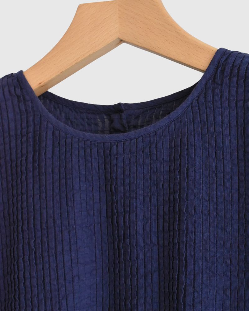 CREW-NECK F/SL SHIRT WITH PINTUCK in DarkPurple