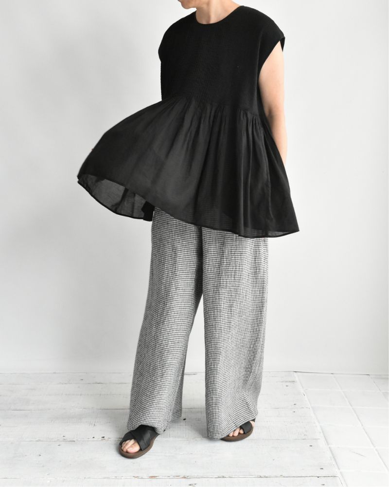 Easy Wide Pants (LINEN) in Black/White