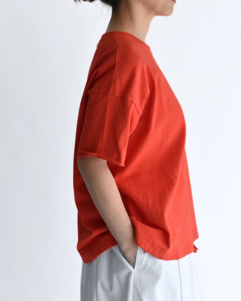 Half-Sleeve Drawstring T-shirt in Orange