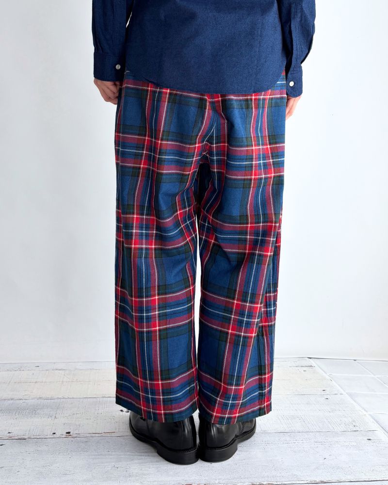 Indigo Tartan Ease Pants in Blue