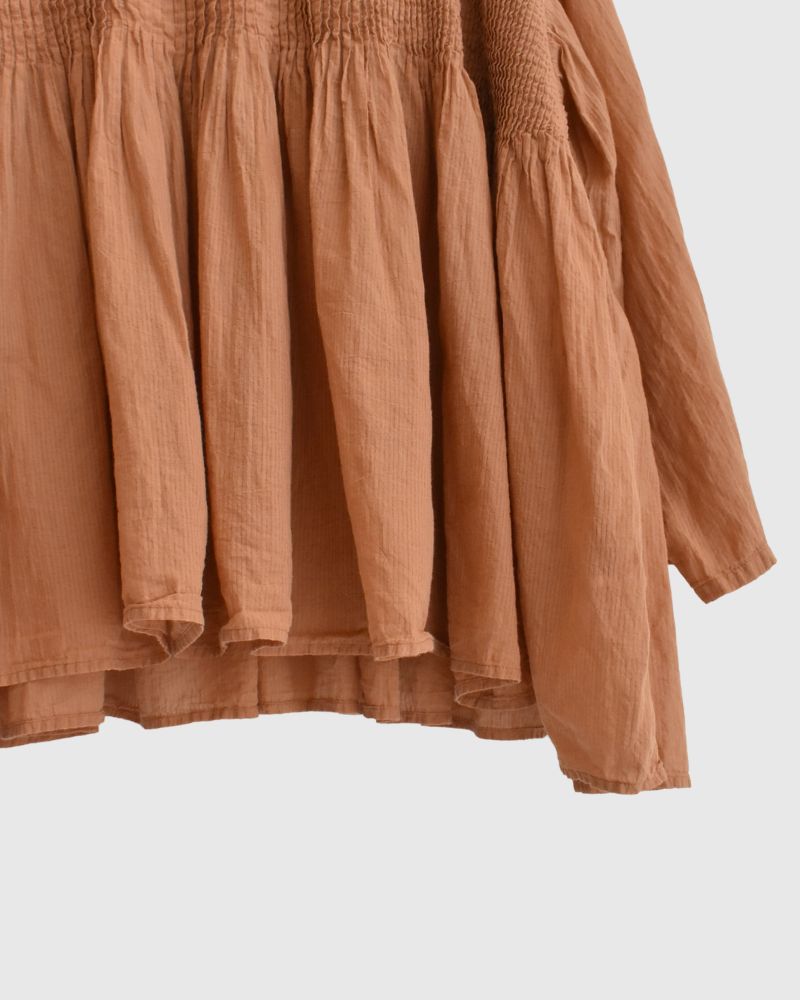 Crew-Neck 3/4 SL Shirt with Mini Pintuck in DarkOrange