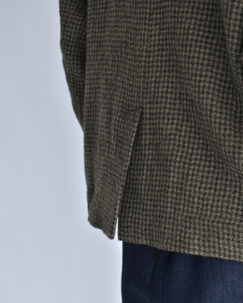 Wool Gauze Houndstooth Jacket in Mocha