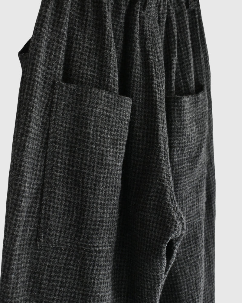 Wool Gauze Houndstooth Pants in Charcoal