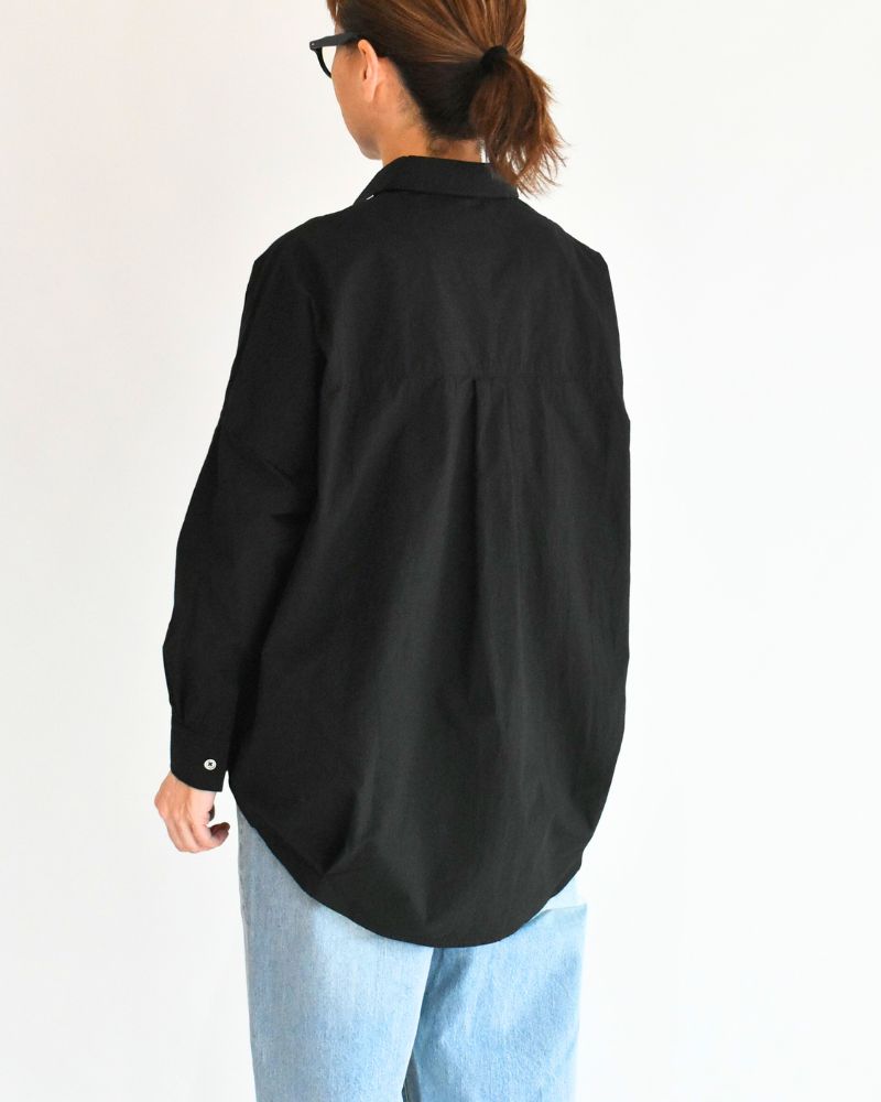Tuck Cocoon Shirt in Black