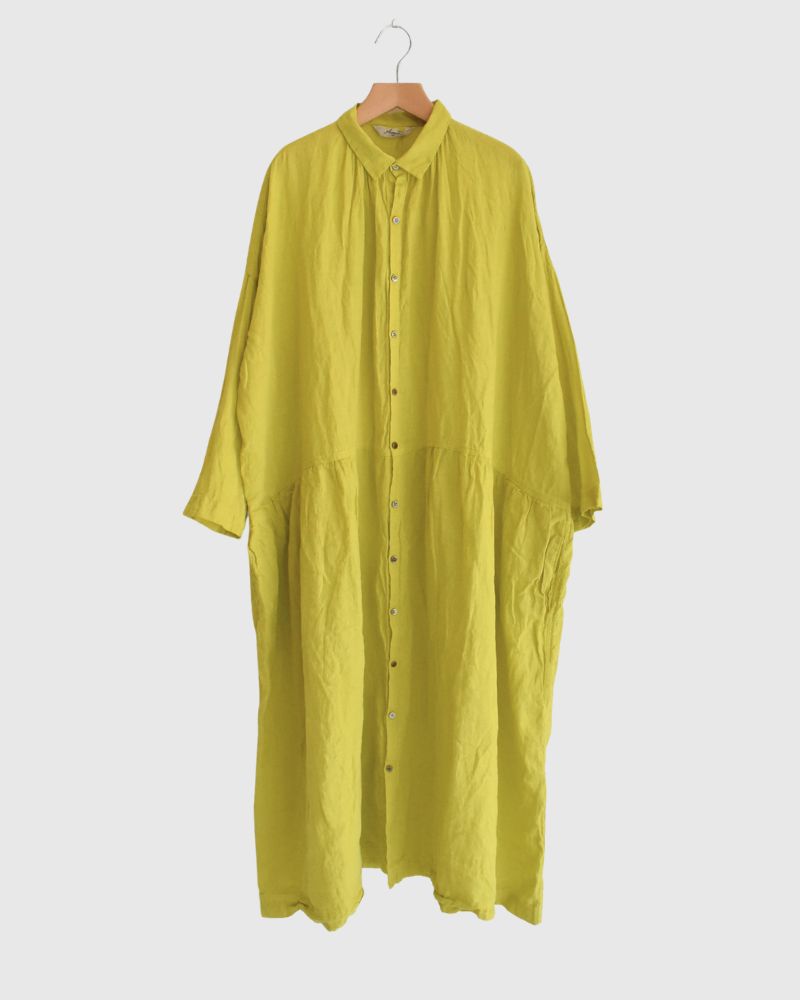 French Linen Dress in Yellow