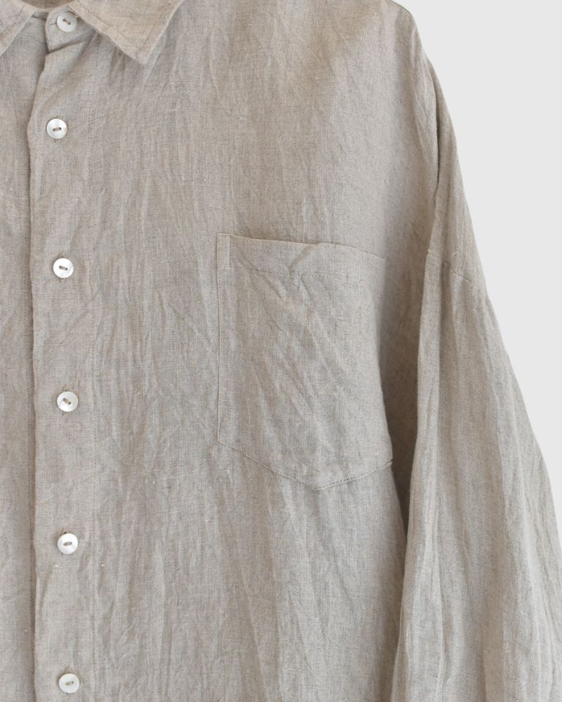 Handwoven 60×60 Linen Square Shirt in Flax