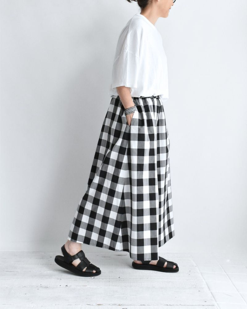 Block Check Culotte Pants in White/Black