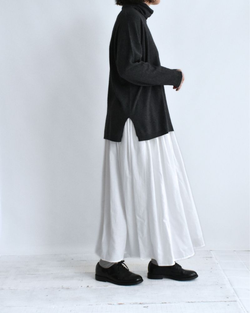 Twill Cotton Khadi Plain Gathered Skirt in White