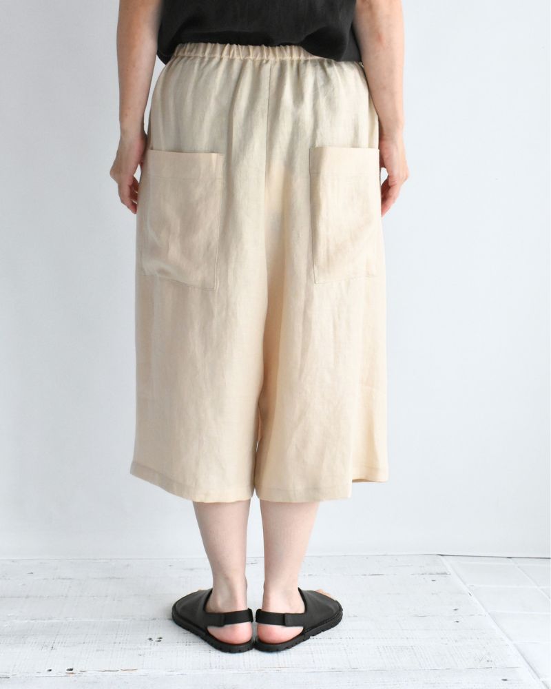 Sarrouel Wide Short Length Pants in Ivory