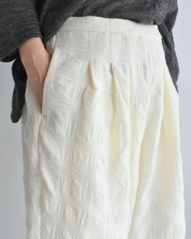 Wool Check Pants in Ivory