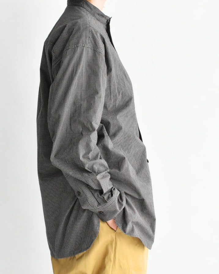 Utility Band Collar Shirt in BrownGingham