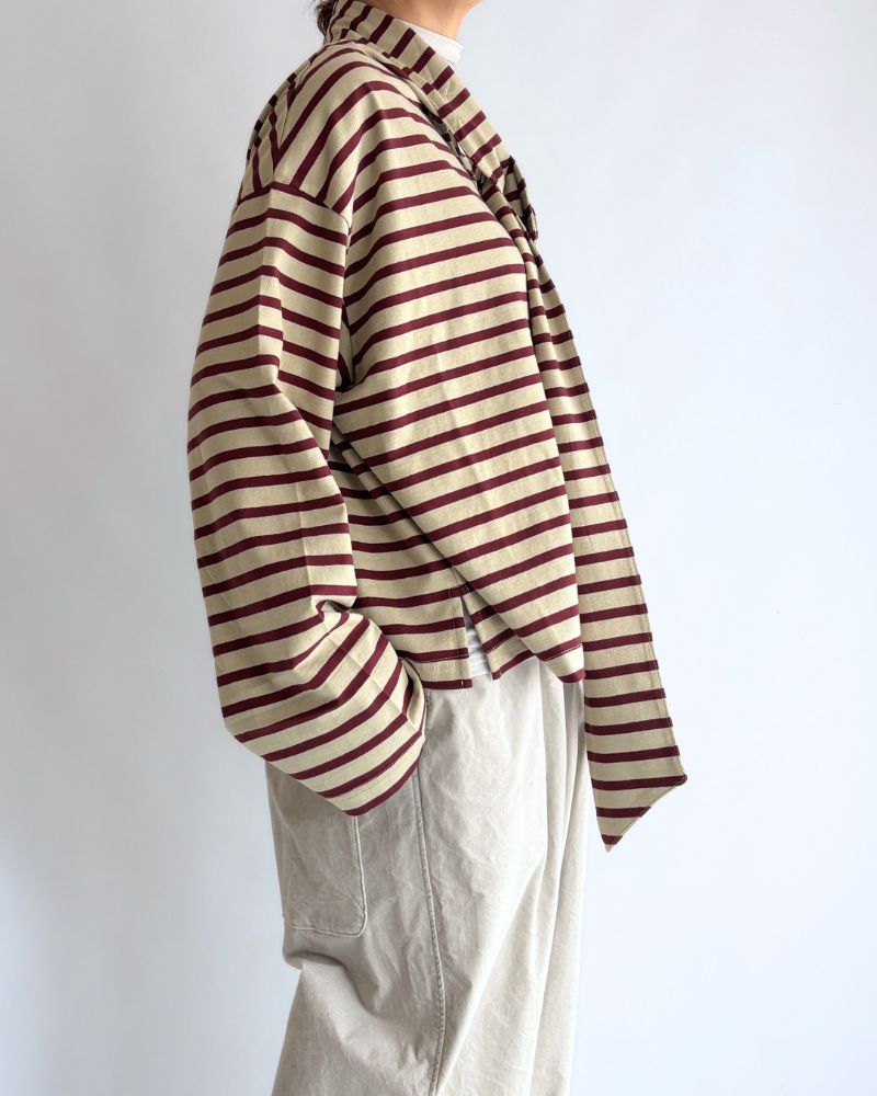 Taco Cotton Border Tie Royal in Beige/Bordeaux