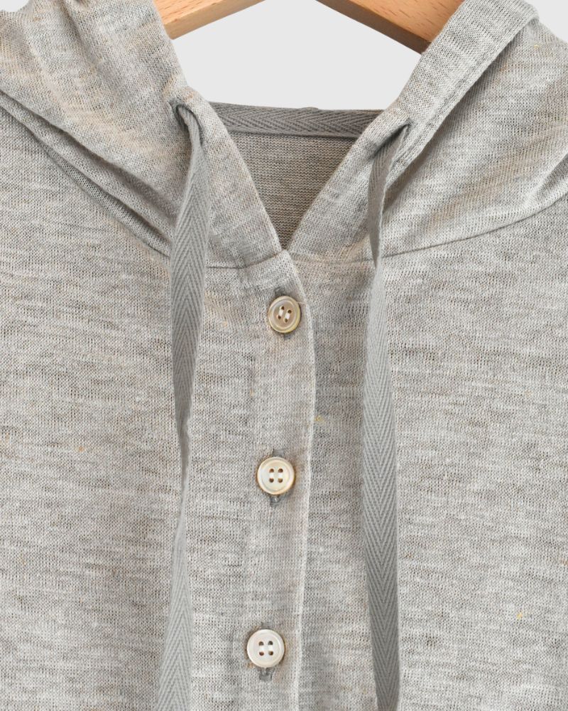 Linen Hooded Cardigan in Natural