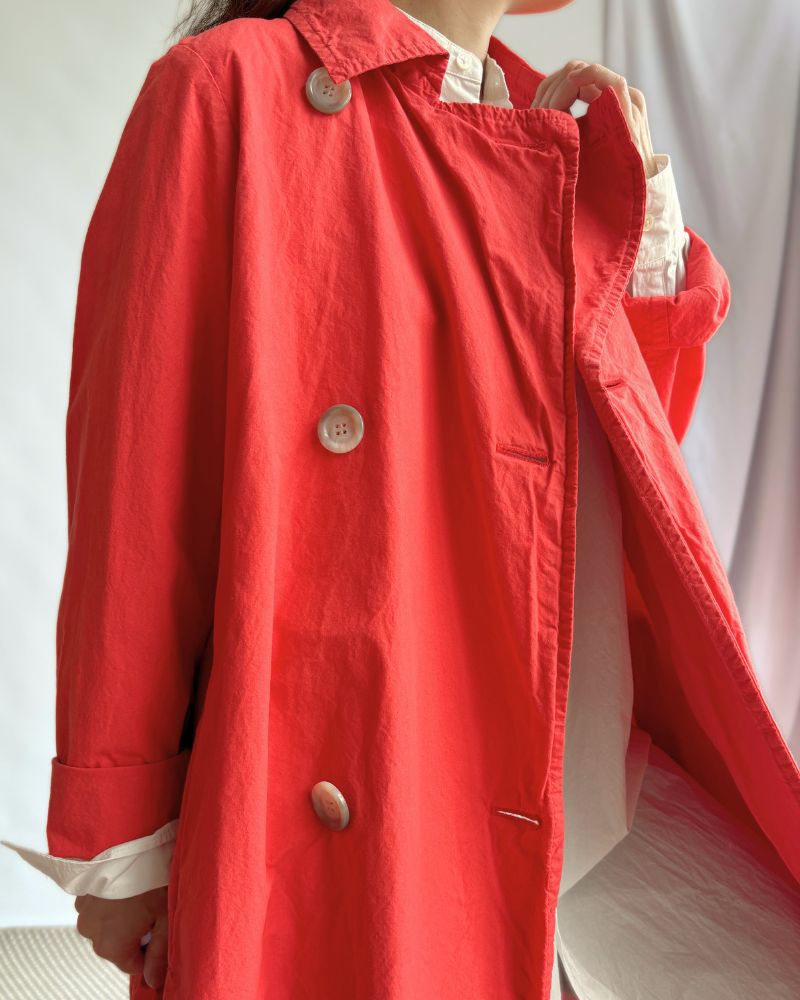 Double Button Coat in OrangeRed