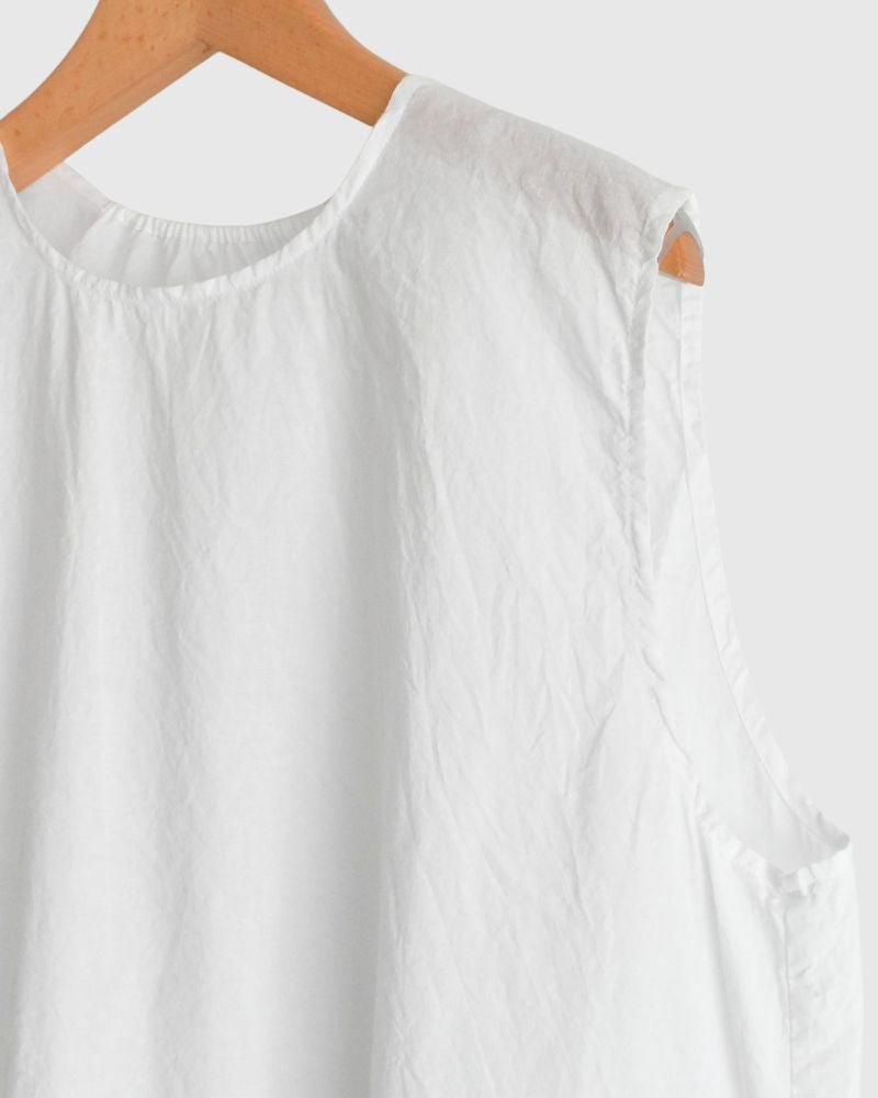 Inner Back Gathered Sleeveless Top in White